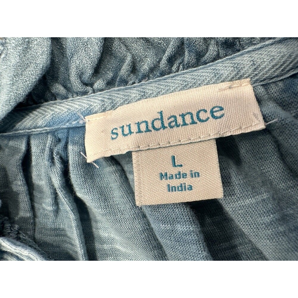 Sundance Silk Swiss Dot Flutter Sleeves Blouse Size l soft blue - Picture 7 of 9